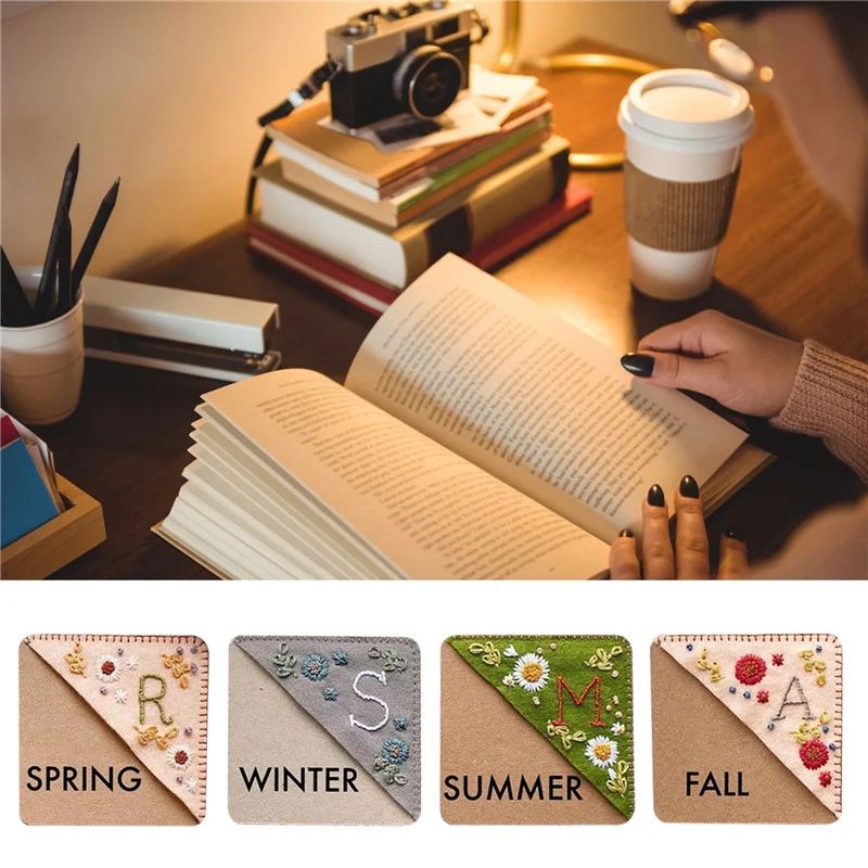 Personalized hand embroidered corner bookmark