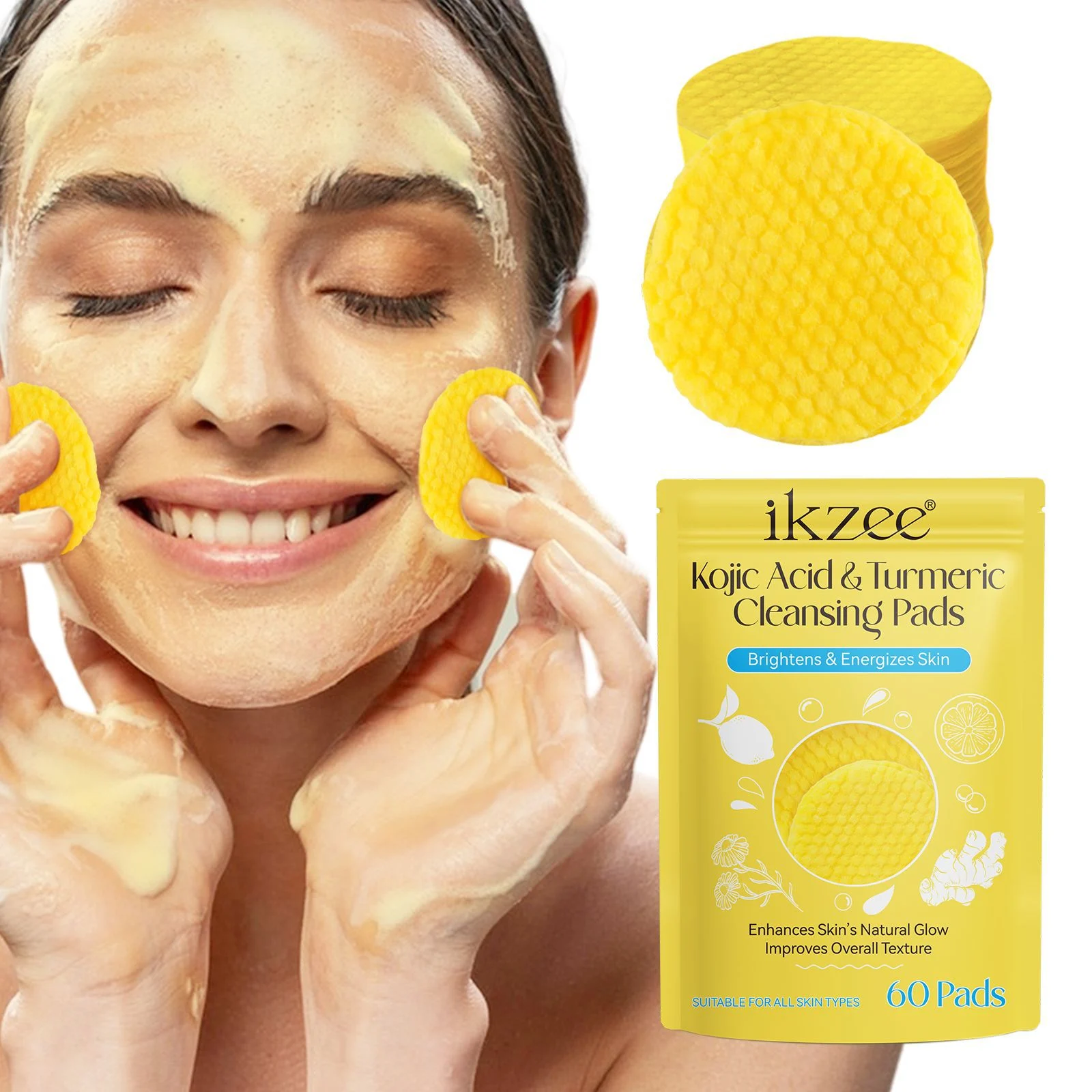 ikzeeTMTurmeric Cleansing Exfoliating Pads Facial Cleansing  Skincare